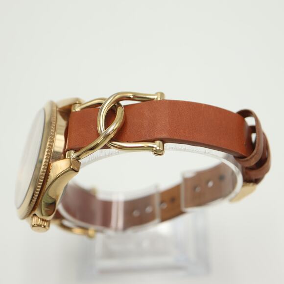 Fossil Cecile Womens Gold Tone Calendar 40mm Watch Brown Leather w New Battery - Picture 11 of 14